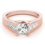 Trellis Engagement Ring, Side Stone Style, Square Shape, in Rose Gold - 82075