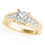 Trellis Engagement Ring, Side Stone Style, Square Shape, in Yellow Gold - 82075