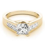 Trellis Engagement Ring, Side Stone Style, Square Shape, in Yellow Gold - 82075