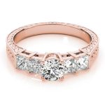 Antique Engagement Ring, Vintage Style, Round Shape, in Rose Gold - 82081