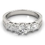 Antique Engagement Ring, Vintage Style, Round Shape, in Sterling Silver - 82081