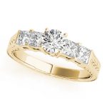 Antique Engagement Ring, Vintage Style, Round Shape, in Yellow Gold - 82081