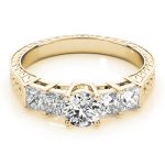 Antique Engagement Ring, Vintage Style, Round Shape, in Yellow Gold - 82081