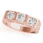 Three Stone Engagement Ring, Round Shape, in Rose Gold - 82291