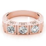 Three Stone Engagement Ring, Round Shape, in Rose Gold - 82291