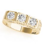 Three Stone Engagement Ring, Round Shape, in Yellow Gold - 82291