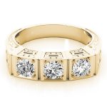 Three Stone Engagement Ring, Round Shape, in Yellow Gold - 82291