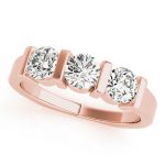 Three Stone Engagement Ring, Round Shape, in Rose Gold - 82337