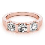 Three Stone Engagement Ring, Round Shape, in Rose Gold - 82337