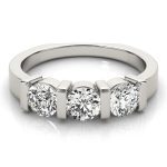 Three Stone Engagement Ring, Round Shape, in White Gold - 82337