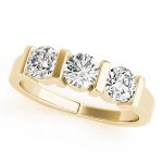 Three Stone Engagement Ring, Round Shape, in Yellow Gold - 82337