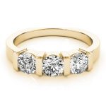 Three Stone Engagement Ring, Round Shape, in Yellow Gold - 82337