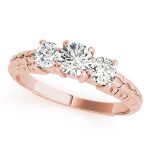 Three Stone Engagement Ring, Round Shape, in Rose Gold - 82338