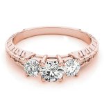 Three Stone Engagement Ring, Round Shape, in Rose Gold - 82338