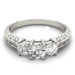 Three Stone Engagement Ring, Round Shape, in Platinum - 82338