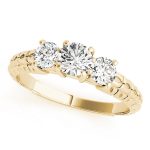 Three Stone Engagement Ring, Round Shape, in Yellow Gold - 82338