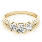 Three Stone Engagement Ring, Round Shape, in Yellow Gold - 82338