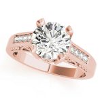 Antique Engagement Ring, Vintage Style, Round Shape, in Rose Gold - 82495