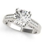 Antique Engagement Ring, Vintage Style, Round Shape, in White Gold - 82495