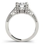 Antique Engagement Ring, Vintage Style, Round Shape, in White Gold - 82495