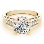 Antique Engagement Ring, Vintage Style, Round Shape, in Yellow Gold - 82495