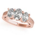 Three Stone Engagement Ring, Oval Shape, in Rose Gold - 82574