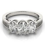 Three Stone Engagement Ring, Oval Shape, in Platinum - 82574