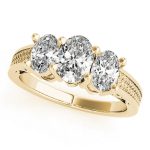 Three Stone Engagement Ring, Oval Shape, in Yellow Gold - 82574