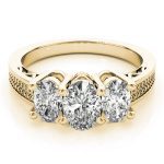 Three Stone Engagement Ring, Oval Shape, in Yellow Gold - 82574