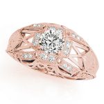 Antique Engagement Ring, Vintage Style, Round Shape, in Rose Gold - 82615