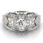 Antique Engagement Ring, Vintage Style, Round Shape, in Sterling Silver - 82615