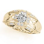 Antique Engagement Ring, Vintage Style, Round Shape, in Yellow Gold - 82615