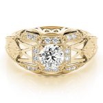 Antique Engagement Ring, Vintage Style, Round Shape, in Yellow Gold - 82615