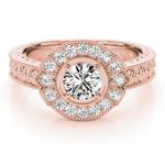 Antique Engagement Ring, Vintage Style, Round Shape, in Rose Gold - 82664