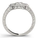 Antique Engagement Ring, Vintage Style, Round Shape, in White Gold - 82664