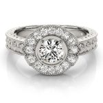 Antique Engagement Ring, Vintage Style, Round Shape, in Sterling Silver - 82664