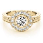 Antique Engagement Ring, Vintage Style, Round Shape, in Yellow Gold - 82664