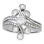 Right Hand Fashion Ring, Round Shape, in Platinum - 82707