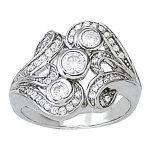 Right Hand Fashion Ring, Round Shape, in Platinum - 82714