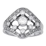 Right Hand Fashion Ring, Round Shape, in Platinum - 82728