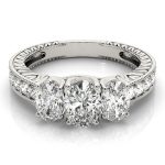 Three Stone Engagement Ring, Oval Shape, in Platinum - 82737