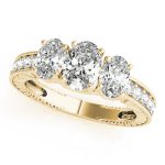 Three Stone Engagement Ring, Oval Shape, in Yellow Gold - 82737