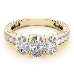 Three Stone Engagement Ring, Oval Shape, in Yellow Gold - 82737