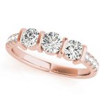 Three Stone Engagement Ring, Round Shape, in Rose Gold - 82738