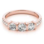 Three Stone Engagement Ring, Round Shape, in Rose Gold - 82738