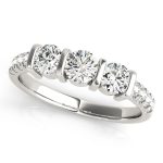 Three Stone Engagement Ring, Round Shape, in White Gold - 82738