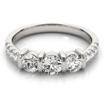 Three Stone Engagement Ring, Round Shape, in Sterling Silver - 82738