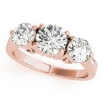 Three Stone Engagement Ring, Round Shape, in Rose Gold - 82739