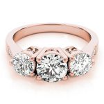 Three Stone Engagement Ring, Round Shape, in Rose Gold - 82739