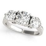 Three Stone Engagement Ring, Round Shape, in White Gold - 82739